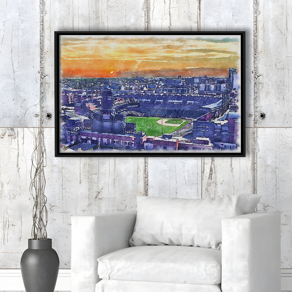 Coors Field Painting Canvas, Rockies Watercolor, Sport Gift Art, Framed Canvas Print Wall Art