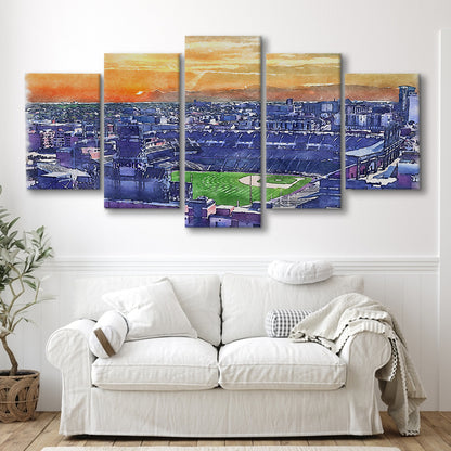 Coors Field Painting Canvas, Rockies Watercolor, Sport Art, Mixed 5 Panel, Canvas Print Wall Art