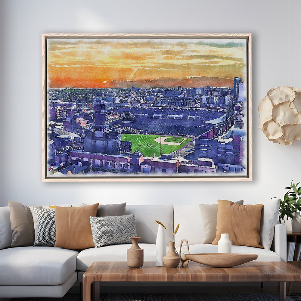Coors Field Painting Canvas, Rockies Watercolor, Sport Gift Art, Framed Canvas Print Wall Art