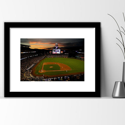 Coors Field Colorado Rockies, Stadium Canvas, Sport Art, Gift for him, White Border Framed Art Print Wall Decor