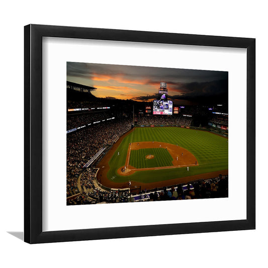 Coors Field Colorado Rockies, Stadium Canvas, Sport Art, Gift for him, White Border Framed Art Print Wall Decor