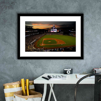 Coors Field Colorado Rockies, Stadium Canvas, Sport Art, Gift for him, White Border Framed Art Print Wall Decor