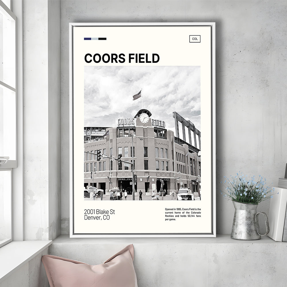 Coors Field Print, Colorado Rockies Stadium Canvas Art100, Man Cave Gift, Floating Framed Canvas Print Wall Art