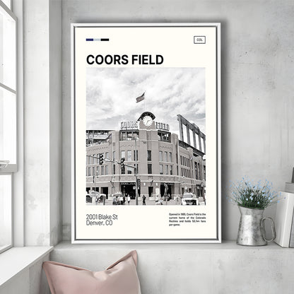 Coors Field Print, Colorado Rockies Stadium Canvas Art100, Man Cave Gift, Floating Framed Canvas Print Wall Art