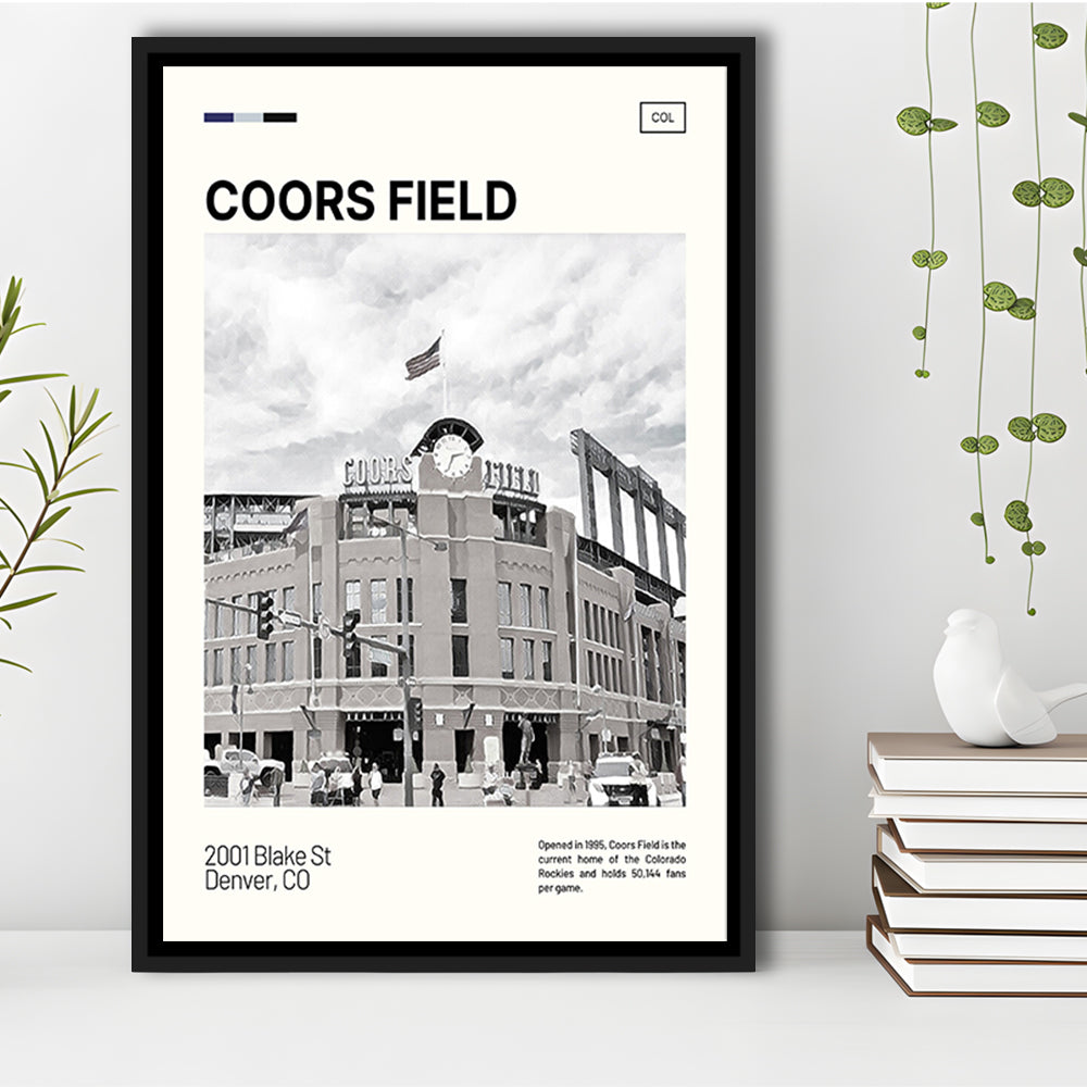 Coors Field Print, Colorado Rockies Stadium Canvas Art100, Man Cave Gift, Floating Framed Canvas Print Wall Art