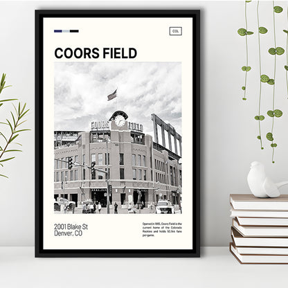 Coors Field Print, Colorado Rockies Stadium Canvas Art100, Man Cave Gift, Floating Framed Canvas Print Wall Art
