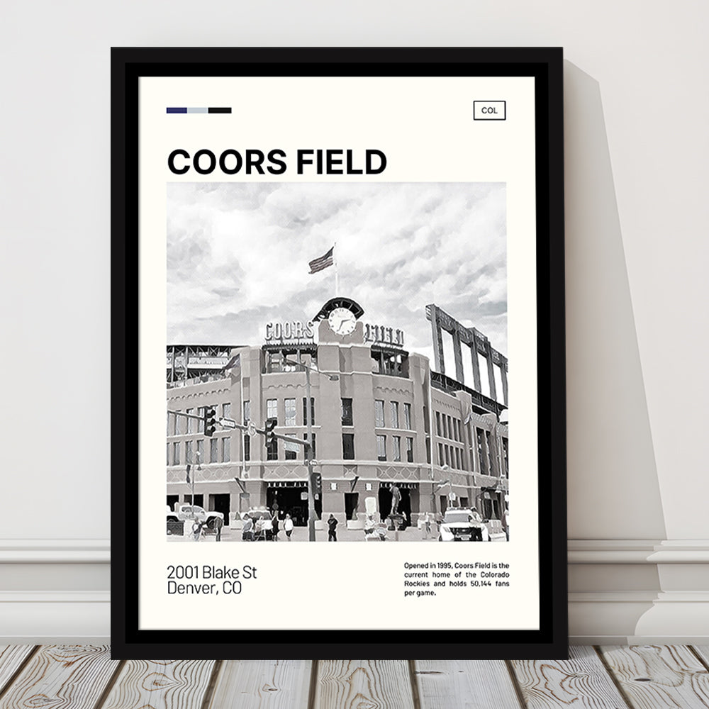 Coors Field Print, Colorado Rockies Stadium Canvas Art100, Man Cave Gift, Floating Framed Canvas Print Wall Art