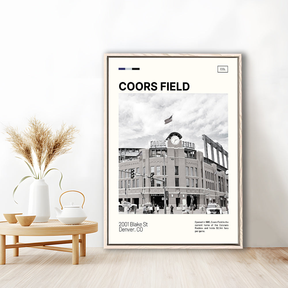 Coors Field Print, Colorado Rockies Stadium Canvas Art100, Man Cave Gift, Floating Framed Canvas Print Wall Art