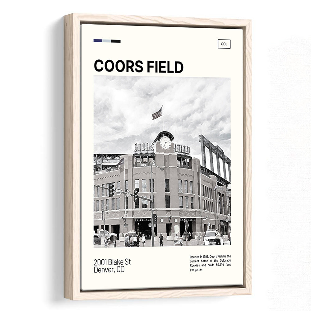 Coors Field Print, Colorado Rockies Stadium Canvas Art100, Man Cave Gift, Floating Framed Canvas Print Wall Art