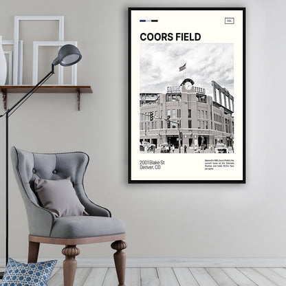 Coors Field Print, Colorado Rockies Stadium Canvas Art100, Man Cave Gift, Floating Framed Canvas Print Wall Art