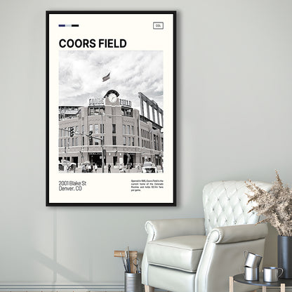 Coors Field Print, Colorado Rockies Stadium Canvas Art100, Man Cave Gift, Floating Framed Canvas Print Wall Art