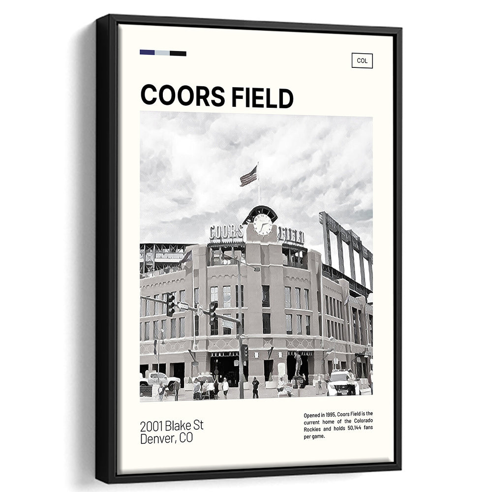 Coors Field Print, Colorado Rockies Stadium Canvas Art100, Man Cave Gift, Floating Framed Canvas Print Wall Art