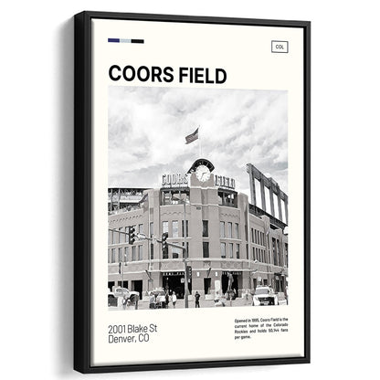 Coors Field Print, Colorado Rockies Stadium Canvas Art100, Man Cave Gift, Floating Framed Canvas Print Wall Art