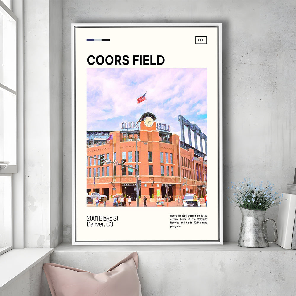 Coors Field Print, Colorado Rockies Stadium Canvas Art, Man Cave Gift, Floating Framed Canvas Print Wall Art