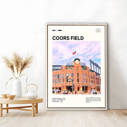 Coors Field Print, Colorado Rockies Stadium Canvas Art, Man Cave Gift, Floating Framed Canvas Print Wall Art