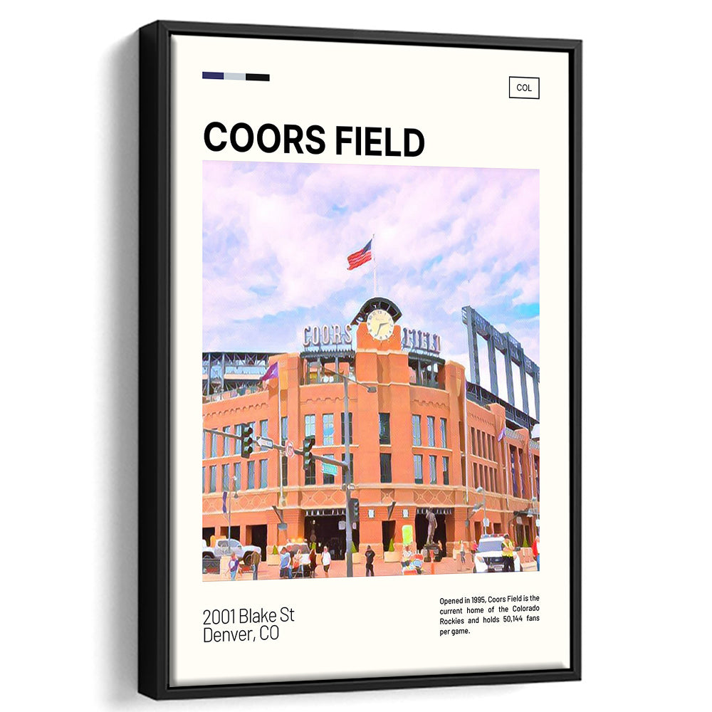 Coors Field Print, Colorado Rockies Stadium Canvas Art, Man Cave Gift, Floating Framed Canvas Print Wall Art