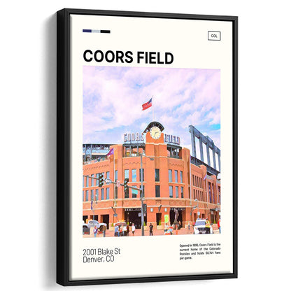 Coors Field Print, Colorado Rockies Stadium Canvas Art, Man Cave Gift, Floating Framed Canvas Print Wall Art