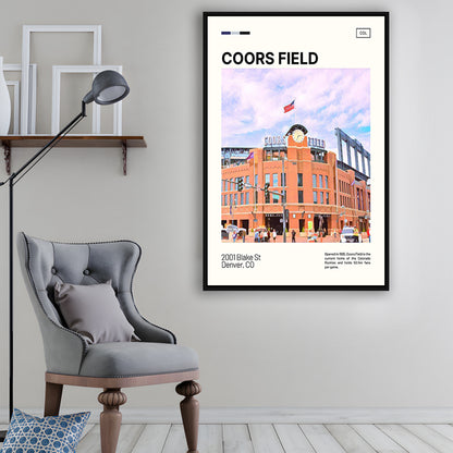 Coors Field Print, Colorado Rockies Stadium Canvas Art, Man Cave Gift, Floating Framed Canvas Print Wall Art