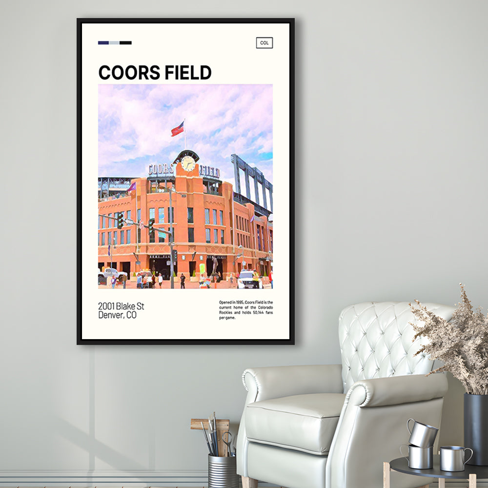 Coors Field Print, Colorado Rockies Stadium Canvas Art, Man Cave Gift, Floating Framed Canvas Print Wall Art