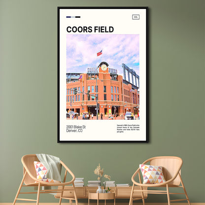 Coors Field Print, Colorado Rockies Stadium Canvas Art, Man Cave Gift, Floating Framed Canvas Print Wall Art
