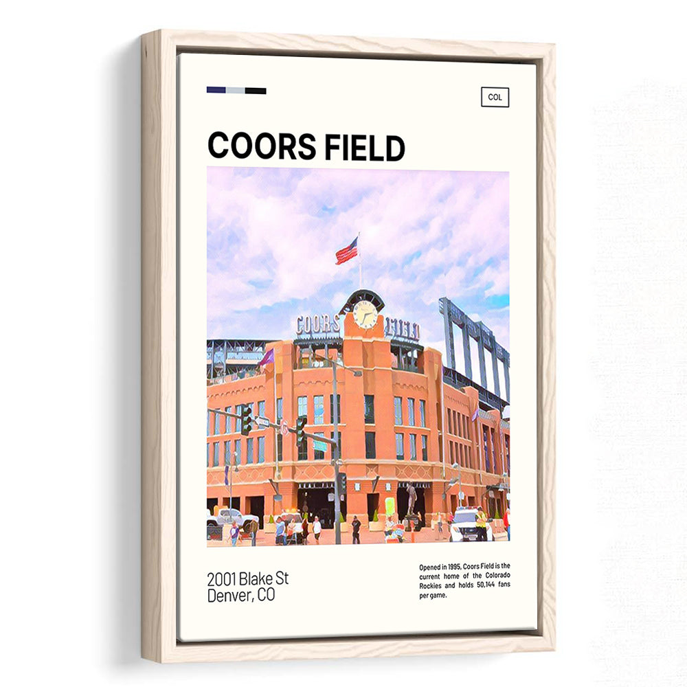 Coors Field Print, Colorado Rockies Stadium Canvas Art, Man Cave Gift, Floating Framed Canvas Print Wall Art