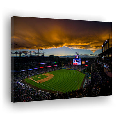 Coors Field Rockies on Cloudy Day, Stadium Canvas, Sport Art, Gift for him, Man Cave Decor, Art Print, Canvas Print Wall Art
