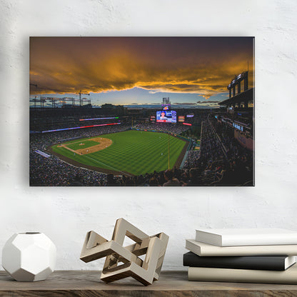 Coors Field Rockies on Cloudy Day, Stadium Canvas, Sport Art, Gift for him, Man Cave Decor, Art Print, Canvas Print Wall Art