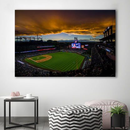 Coors Field Rockies on Cloudy Day, Stadium Canvas, Sport Art, Gift for him, Man Cave Decor, Art Print, Canvas Print Wall Art