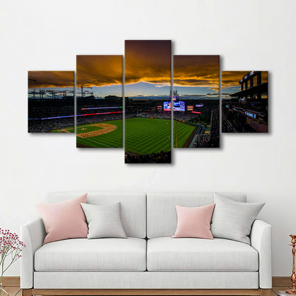 Coors Field Rockies on Cloudy Day, Stadium Canvas, Sport Art, Gift for him, 5 Panel, Large Canvas, Canvas Print Wall Art