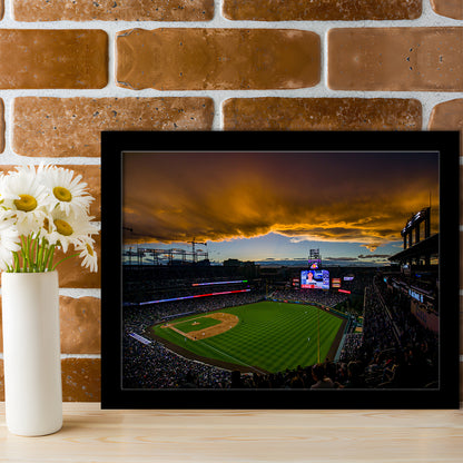 Coors Field Rockies on Cloudy Day, Stadium Canvas, Sport Art, Gift for him, Framed Art Print Wall Decor, Picture Framed