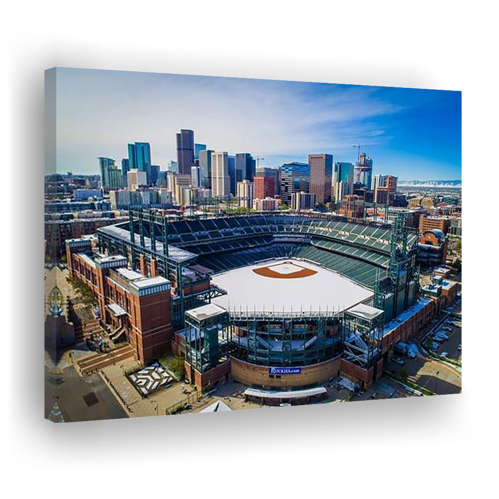 Coors Field in Snow, Stadium Canvas, Sport Art, Gift for him, Man Cave Decor, Art Print, Canvas Print Wall Art
