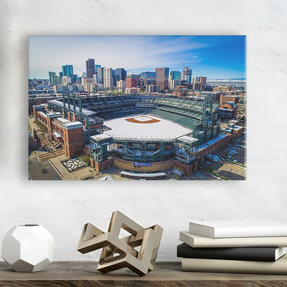 Coors Field in Snow, Stadium Canvas, Sport Art, Gift for him, Man Cave Decor, Art Print, Canvas Print Wall Art