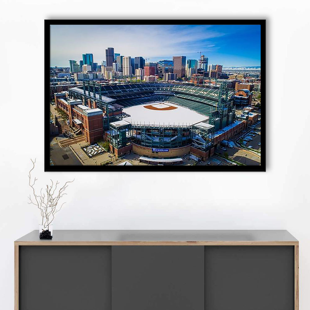 Coors Field in Snow, Stadium Canvas, Sport Art, Gift for him, Framed Art Print Wall Decor, Picture Framed