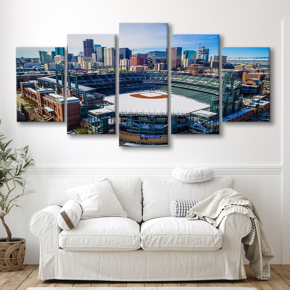 Coors Field in Snow, Stadium Canvas, Sport Art, Gift for him, 5 Panel, Large Canvas, Canvas Print Wall Art