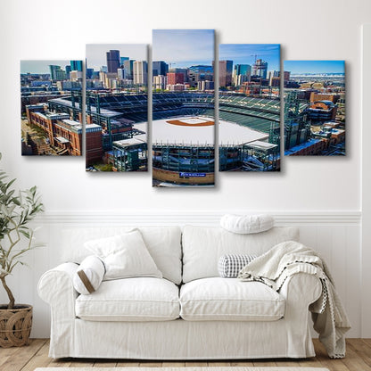 Coors Field in Snow, Stadium Canvas, Sport Art, Gift for him, 5 Panel, Large Canvas, Canvas Print Wall Art