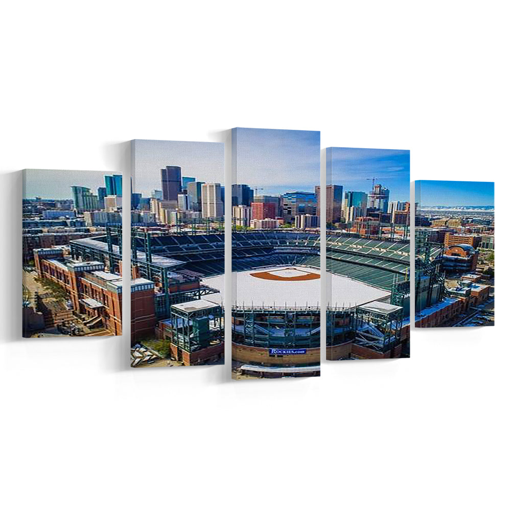 Coors Field in Snow, Stadium Canvas, Sport Art, Gift for him, 5 Panel, Large Canvas, Canvas Print Wall Art