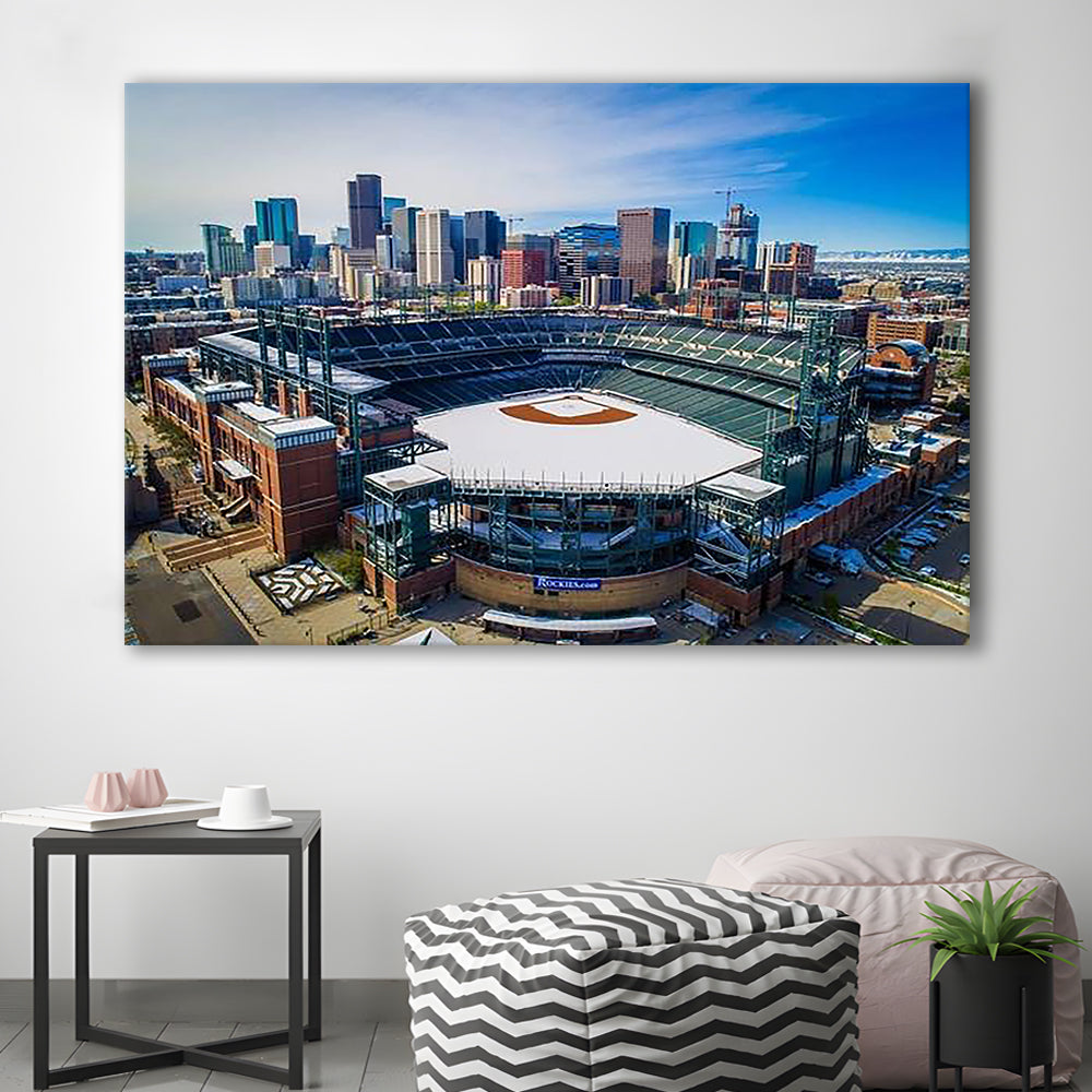 Coors Field in Snow, Stadium Canvas, Sport Art, Gift for him, Man Cave Decor, Art Print, Canvas Print Wall Art