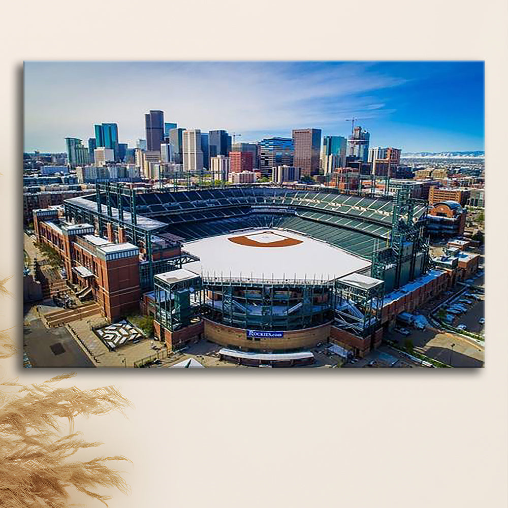 Coors Field in Snow, Stadium Canvas, Sport Art, Gift for him, Man Cave Decor, Art Print, Canvas Print Wall Art