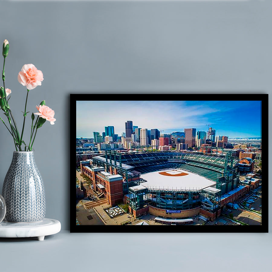 Coors Field in Snow, Stadium Canvas, Sport Art, Gift for him, Framed Art Print Wall Decor, Picture Framed