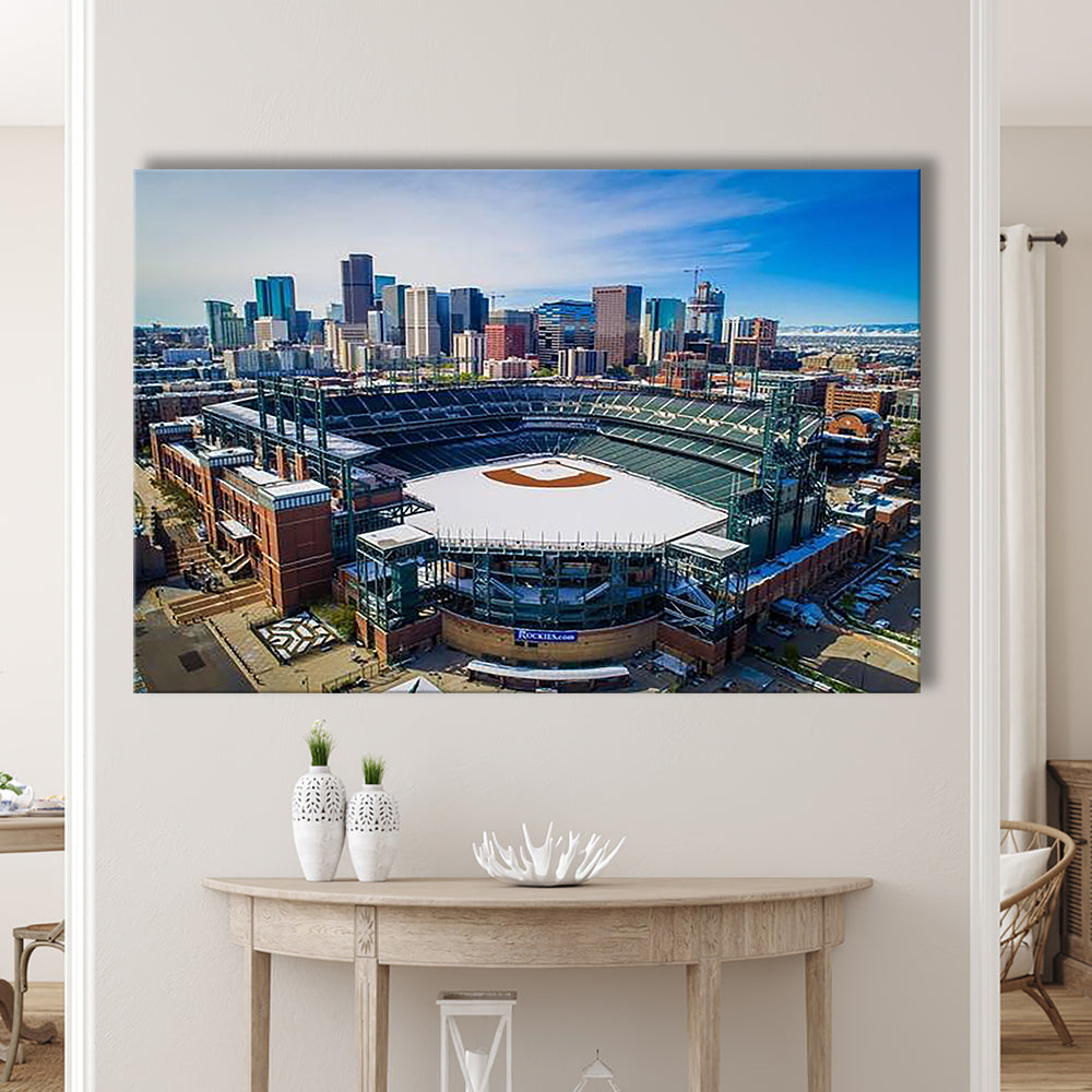 Coors Field in Snow, Stadium Canvas, Sport Art, Gift for him, Man Cave Decor, Art Print, Canvas Print Wall Art