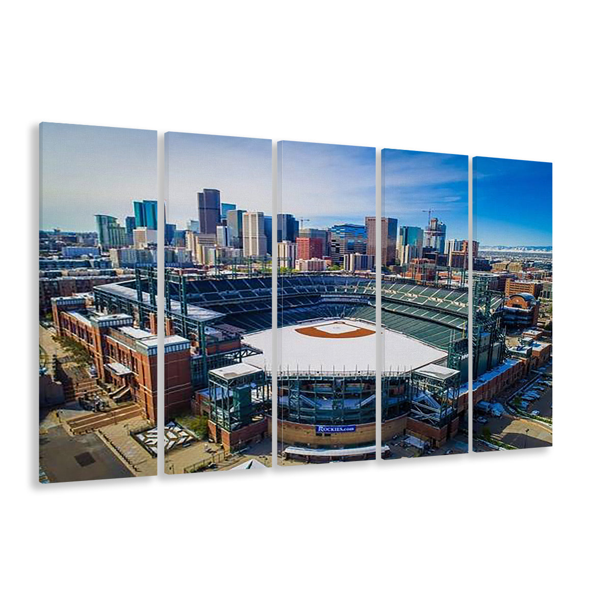 Coors Field in Snow, Stadium Canvas, Sport Art, 5 Panel B, Extra Large Canvas, Canvas Print Wall Art