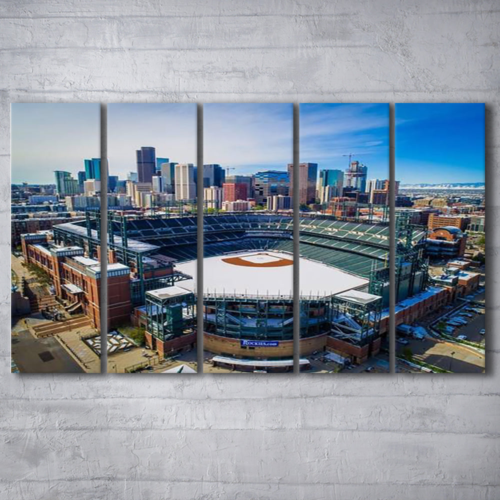 Coors Field in Snow, Stadium Canvas, Sport Art, 5 Panel B, Extra Large Canvas, Canvas Print Wall Art