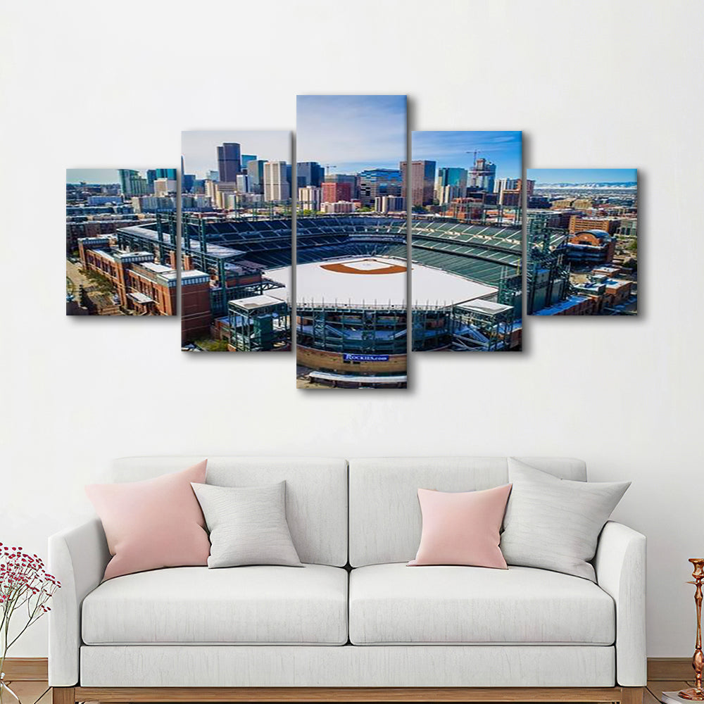 Coors Field in Snow, Stadium Canvas, Sport Art, Gift for him, 5 Panel, Large Canvas, Canvas Print Wall Art