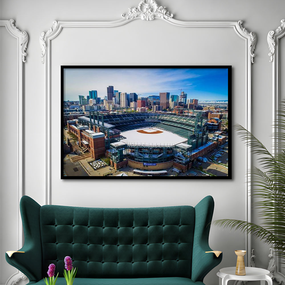 Coors Field in Snow, Stadium Canvas, Sport Art, Gift for him, Framed Art Print Wall Decor, Picture Framed