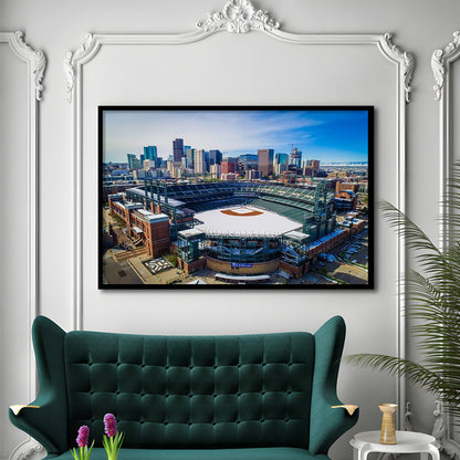 Coors Field in Snow, Stadium Canvas, Sport Art, Gift for him, Framed Art Print Wall Decor, Picture Framed