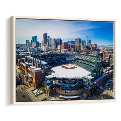 Coors Field in Snow, Stadium Canvas, Sport Art, Framed Canvas Print Wall Art, Floating Frame