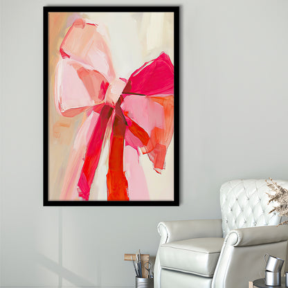 Coquette Pink Bow Vintage Art Print Painting Deep Blush, Framed Art Print Wall Decor, Picture Framed