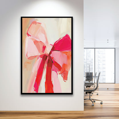 Coquette Pink Bow Vintage Art Print Painting Deep Blush, Framed Art Print Wall Decor, Picture Framed