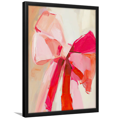 Coquette Pink Bow Vintage Art Print Painting Deep Blush, Framed Art Print Wall Decor, Picture Framed
