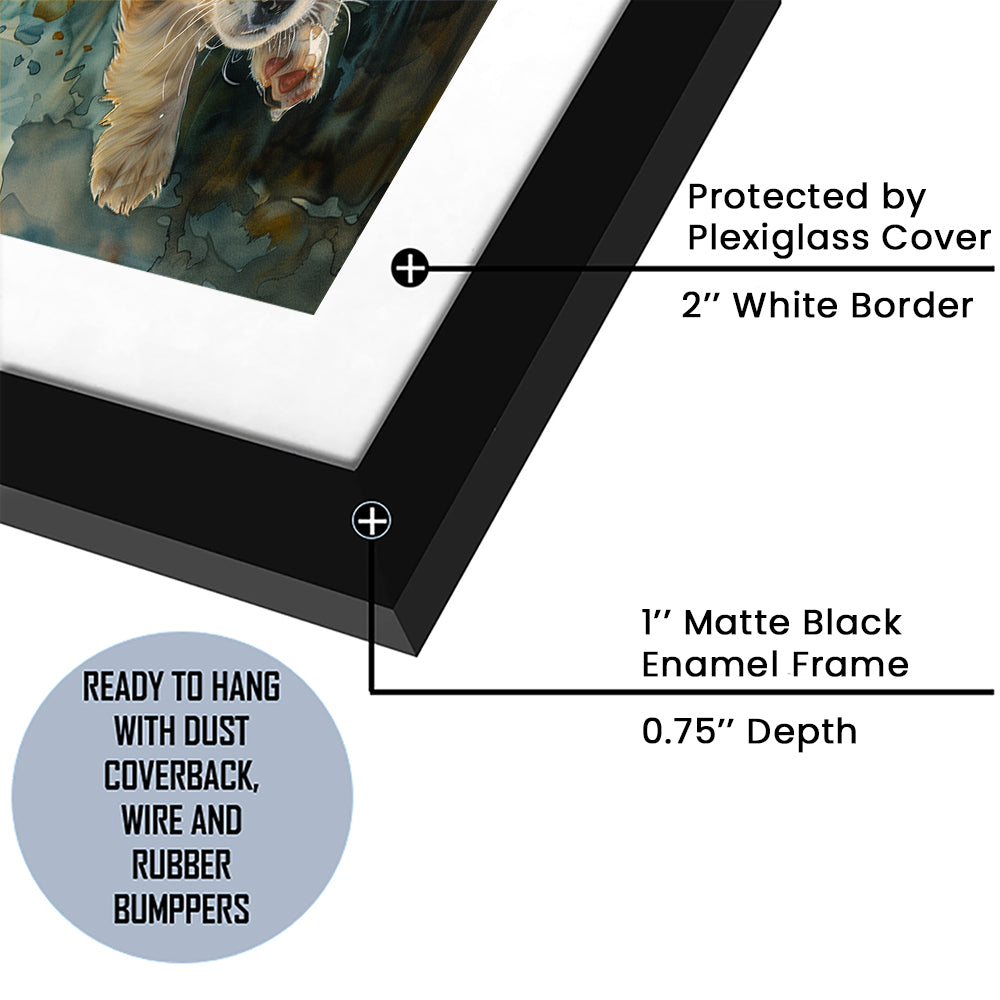 Corgi Puppies Playing Underwater Painting, Framed  Print, Painting Art, Framed Art Print White Border Wall Decor